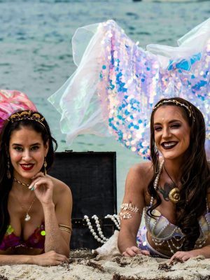 Two real-life mermaids washed up on a beach